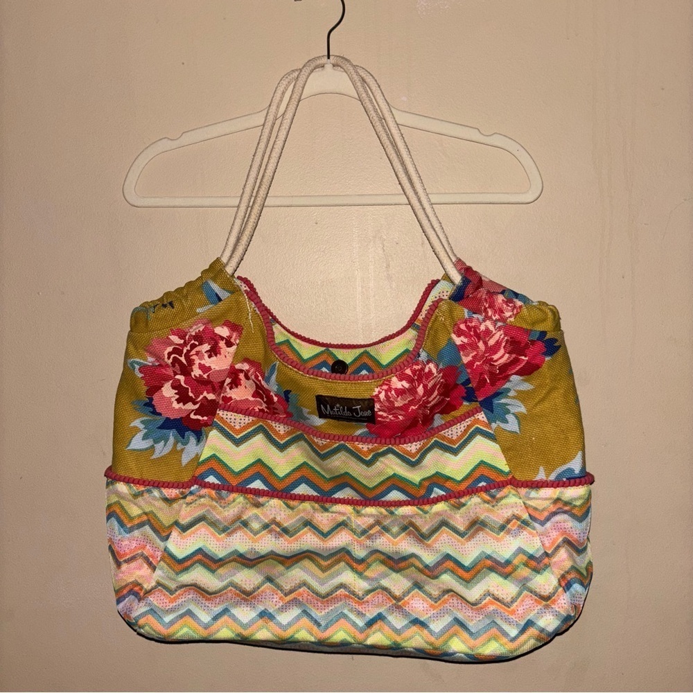 ❤️ Matilda Jane Yellow and Red Chevron Hobo Bag